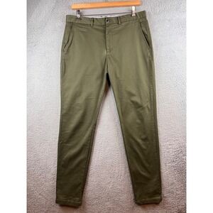 Perk Mens Slim Fit Stretch Olive Green Chino Pants Size 36x34 Casual
